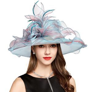 7193 2025 Derby Hats For Women Girls Ladies, Organza Church Tea Party